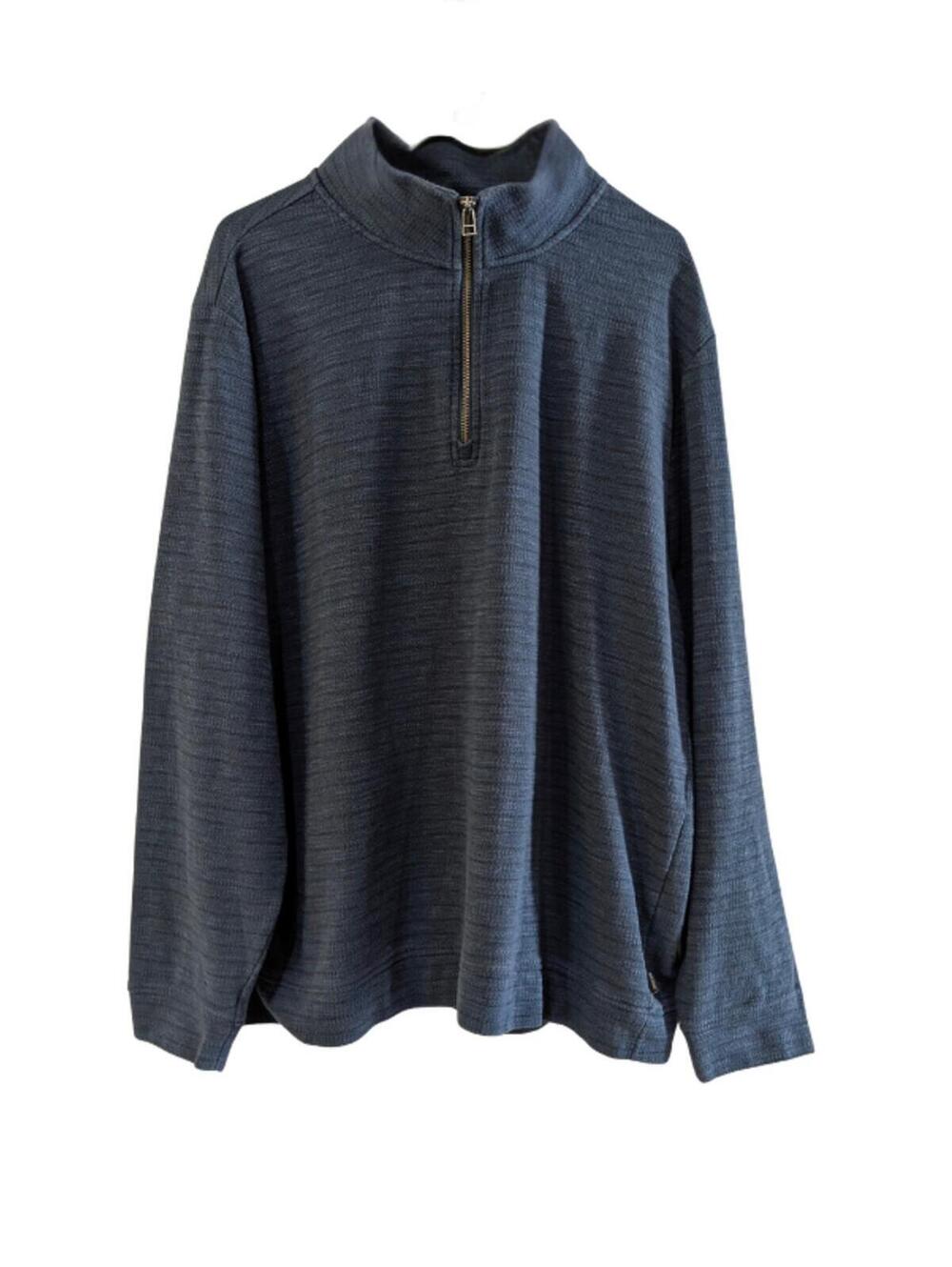 Dockers Men's Quarter Zip Pullover Sweater, Blue, Size XL, Two-Tone Knit, Cotton